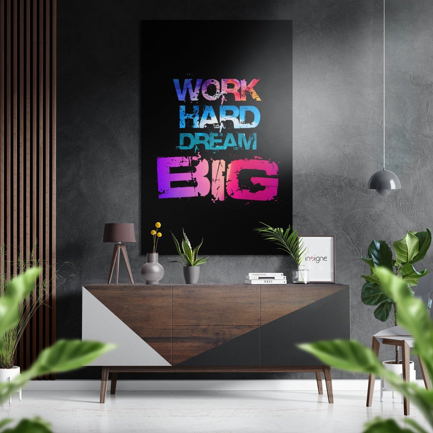 Work Hard Dream Big metal wall art typography