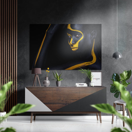 Yellow Stance metal wall art