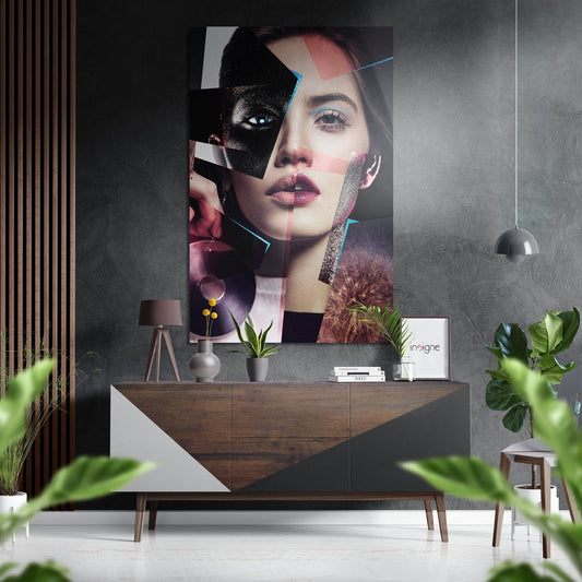 Patchwork Face metal wall art brushed aluminum