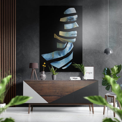 Sliced ribbon face metal wall art abstract design