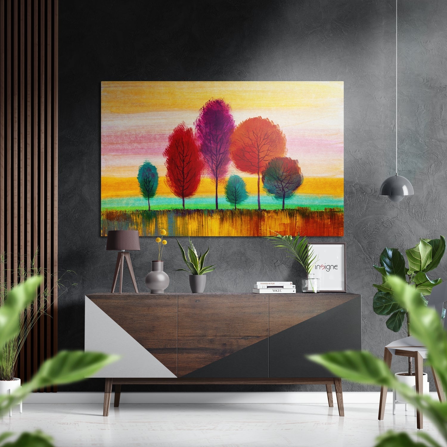 Trees of colors metal wall art