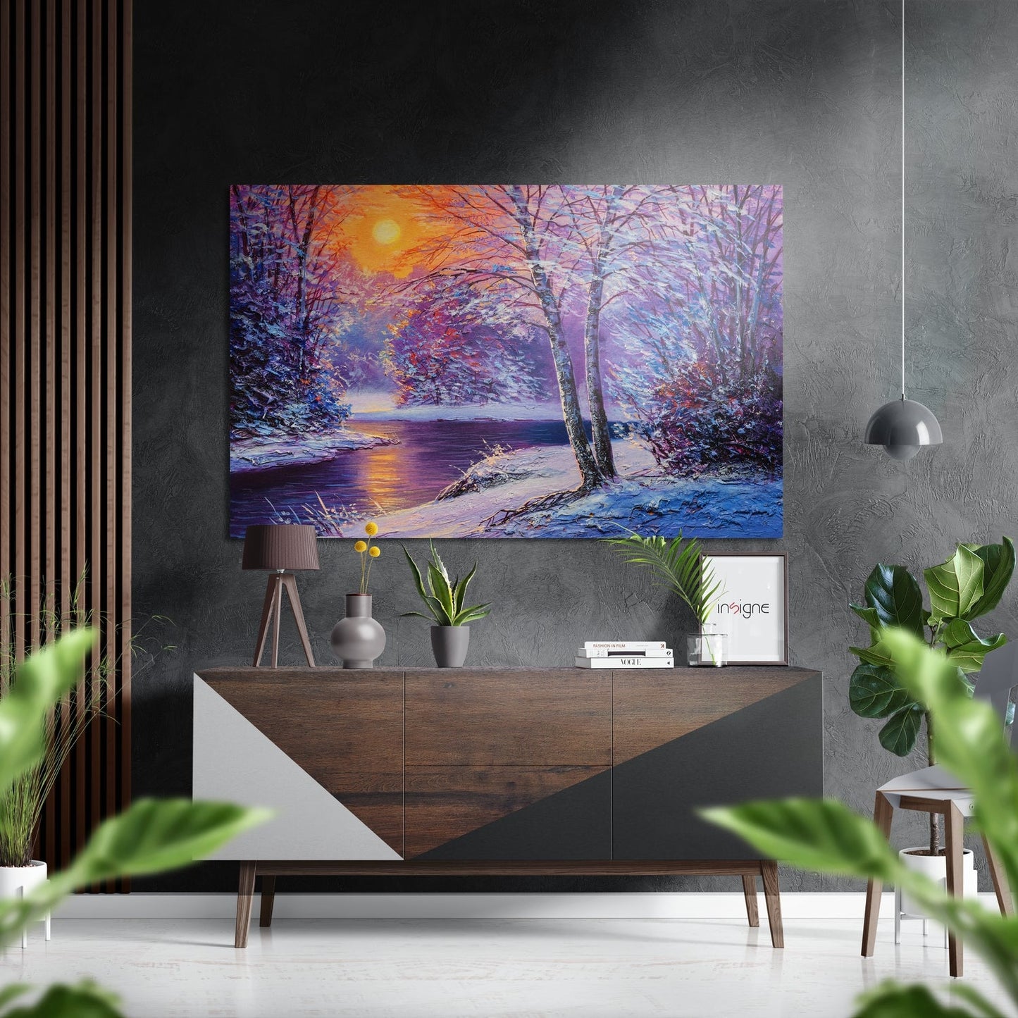River view brushed aluminum metal wall art