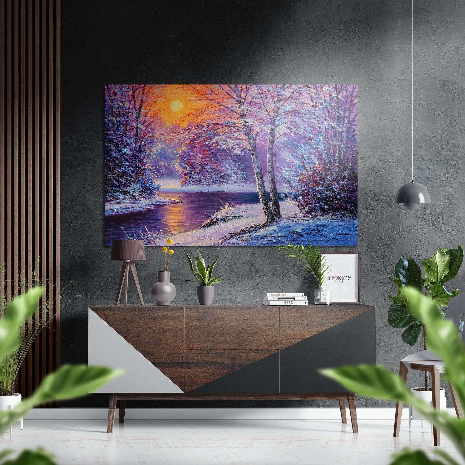 River view brushed aluminum metal wall art