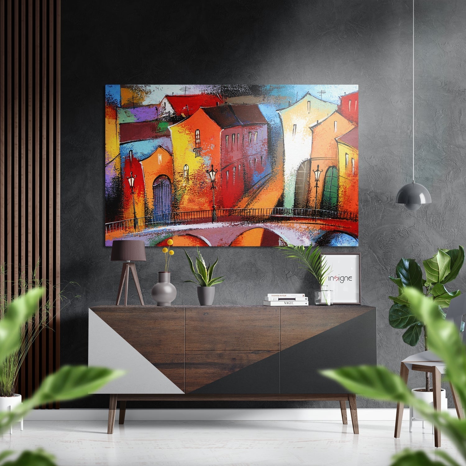 Colorful Cityscape Metal Wall Art vibrant brushed aluminum print