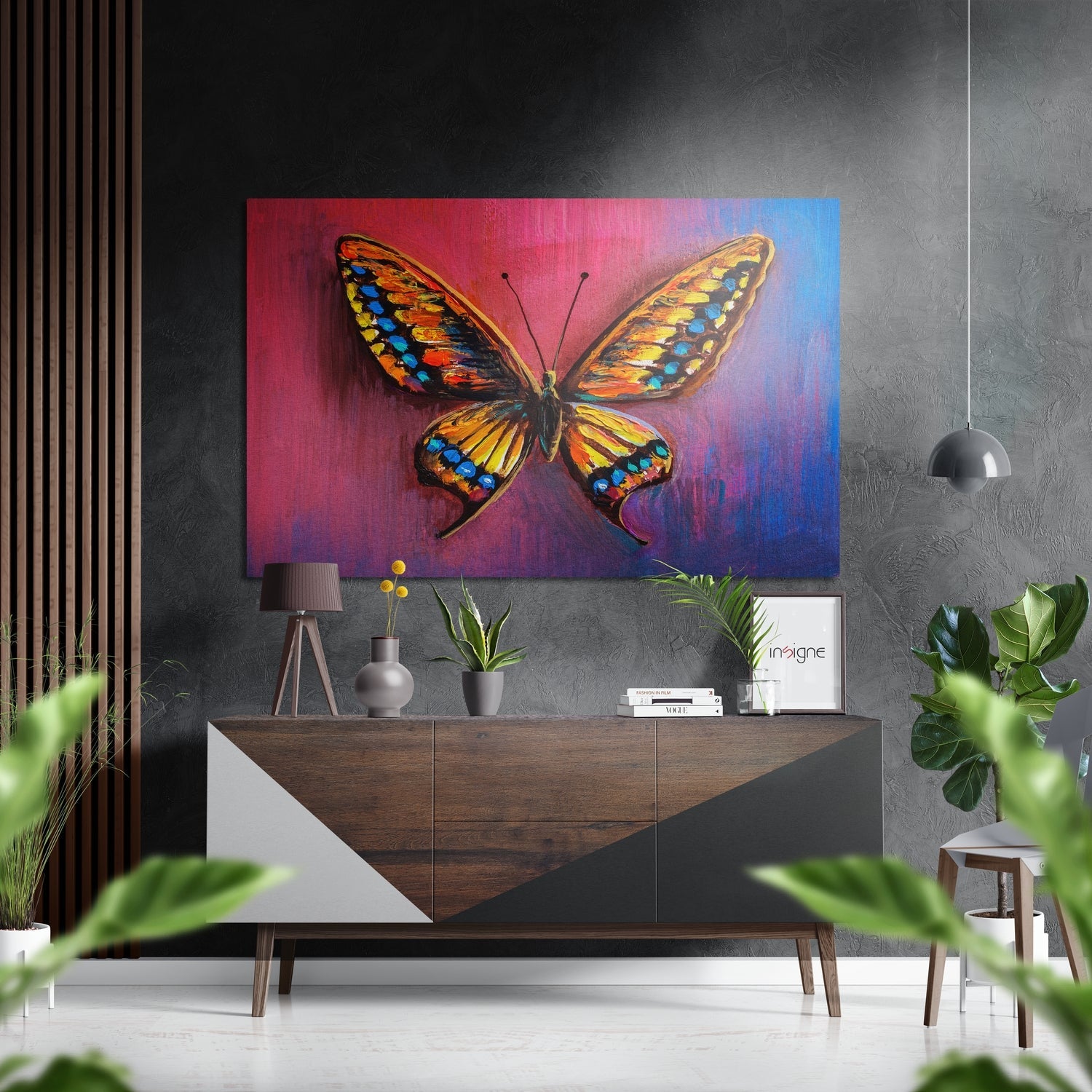 Butterfly metal wall art brushed aluminum print