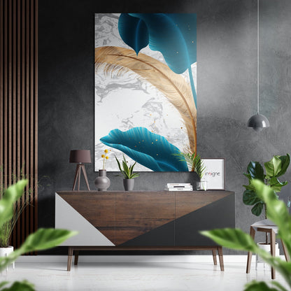 Feathers metal wall art delicate plumage design