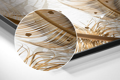 Emerald Blades and Ivory Feathers Metal Wall Art