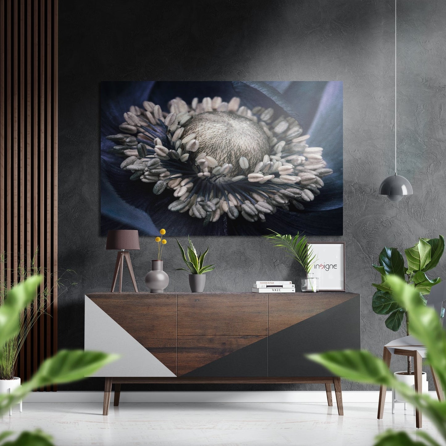 Pale Ivory Stamen Flower Macro Metal Wall Art