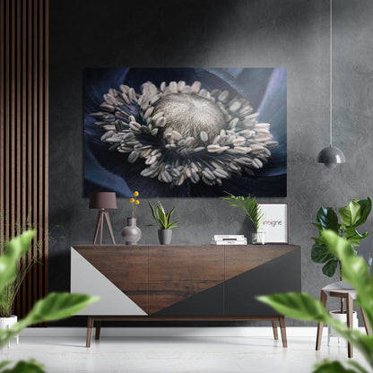 Pale Ivory Stamen Flower Macro Metal Wall Art
