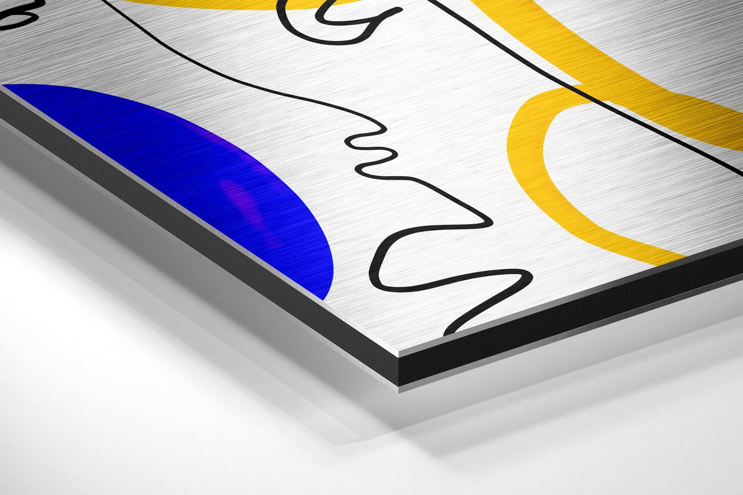 Layered Line Faces Blue Yellow Metal Wall Art