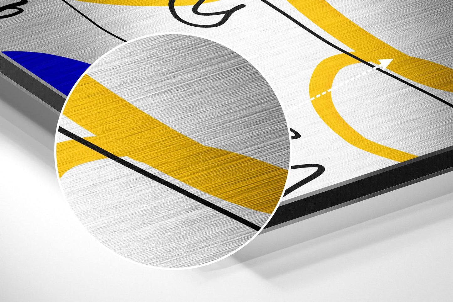 Layered Line Faces Blue Yellow Metal Wall Art