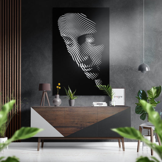 Line face metal wall art