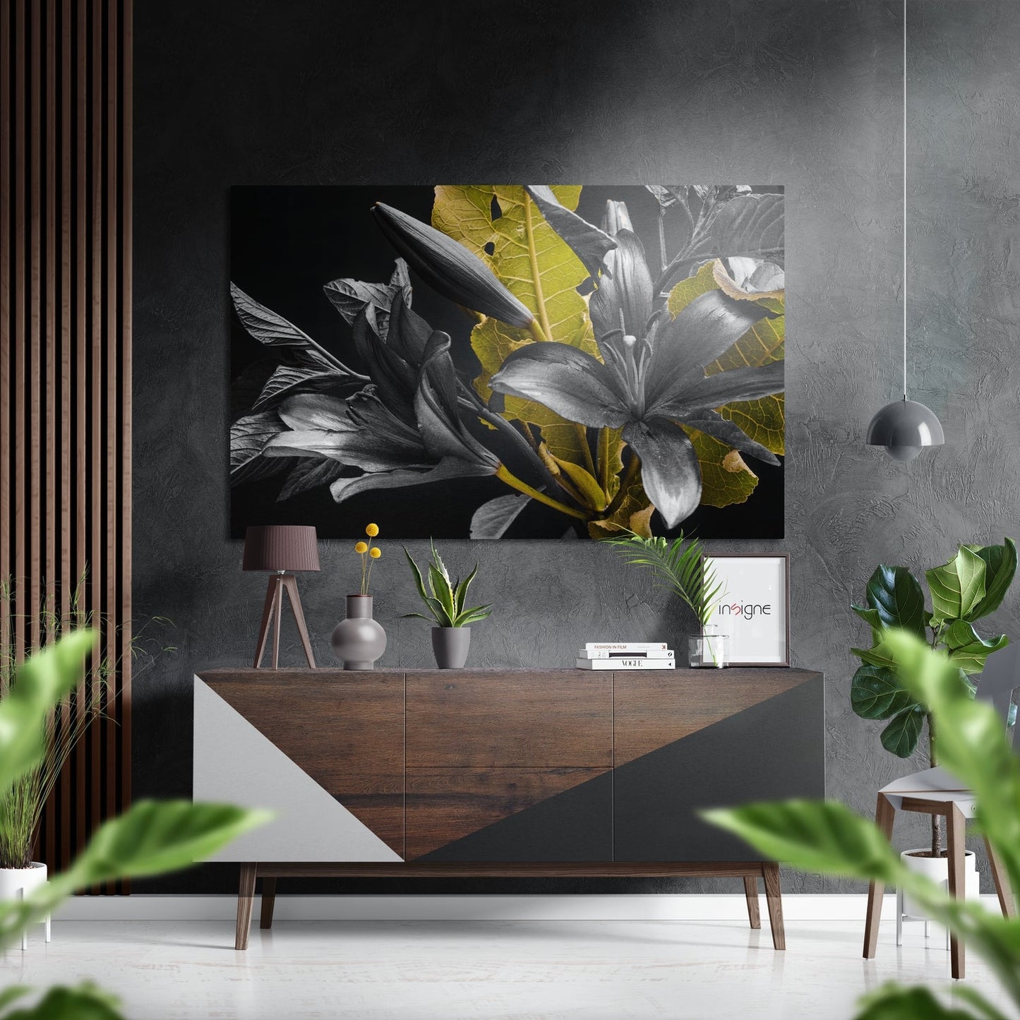 Lillium metal wall art brushed aluminum dibond floral