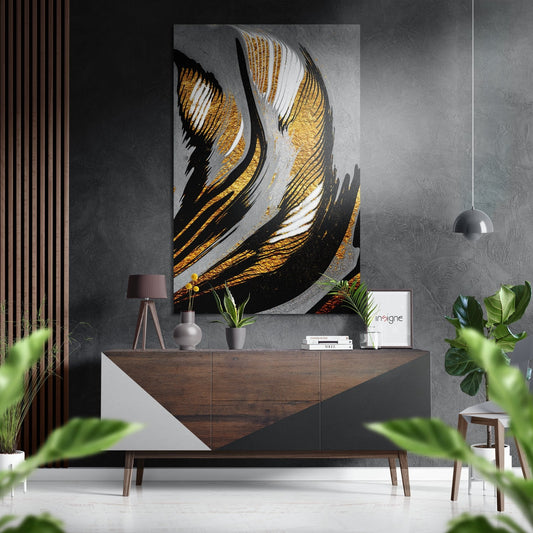 Golden Feather metal wall art