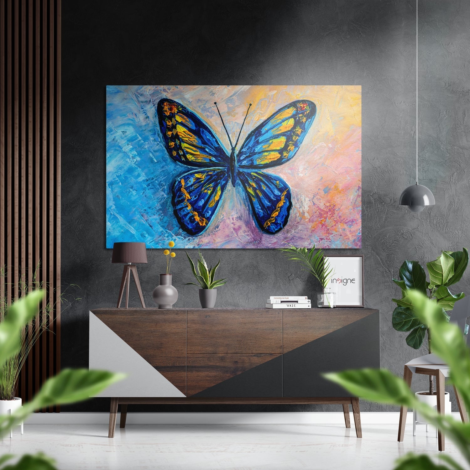 Butterfly metal wall art brushed aluminum print