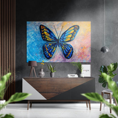 Butterfly metal wall art brushed aluminum print
