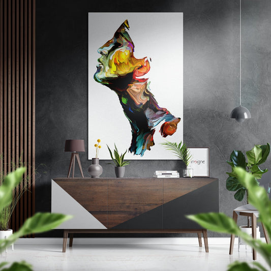 Rainbow paint face metal wall art