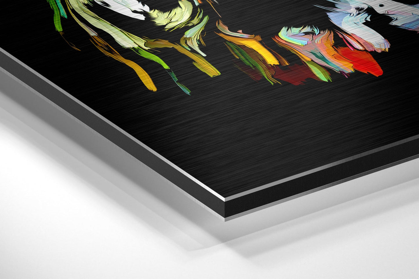 Neon Paint Strokes Woman Face Metal Wall Art