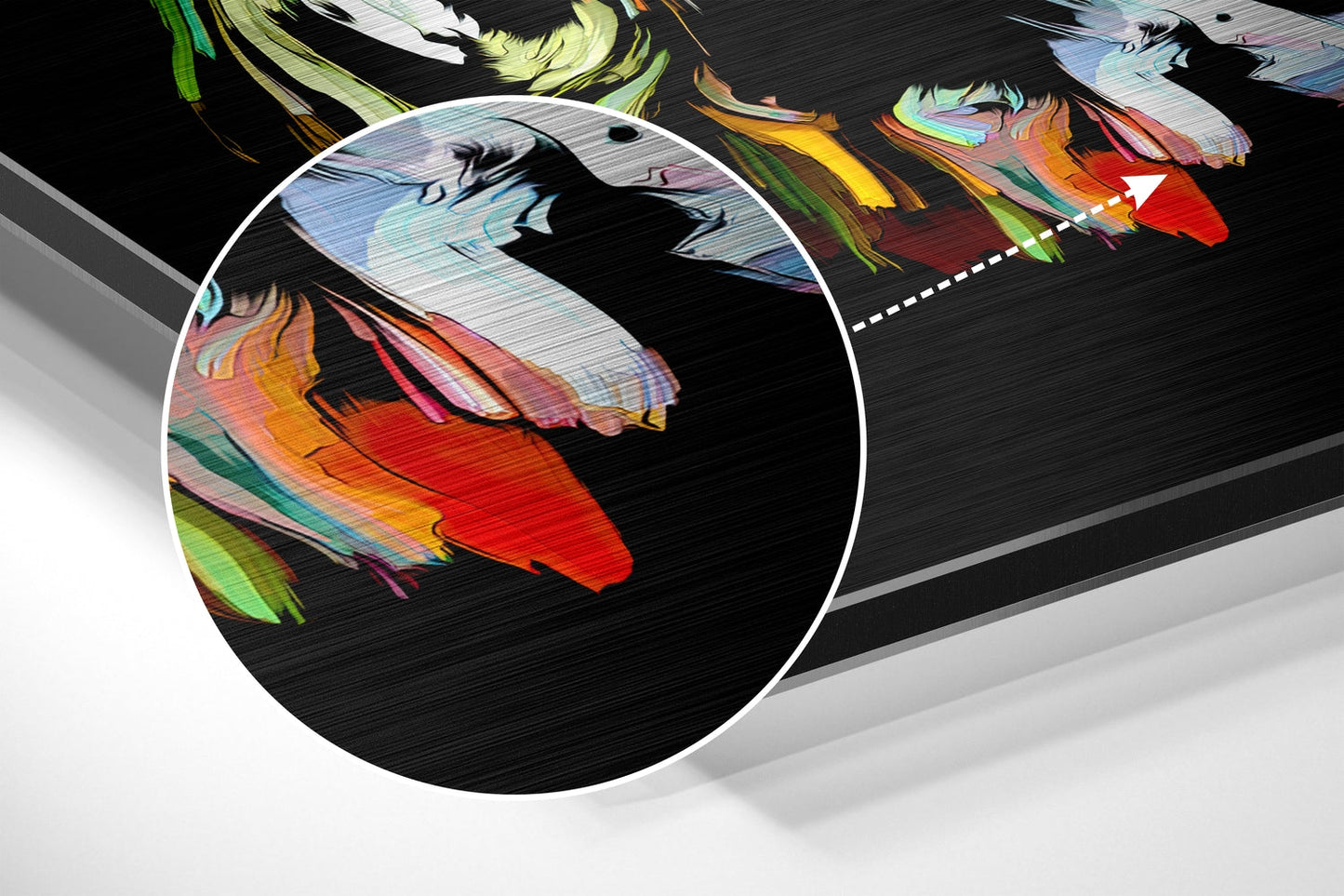 Neon Paint Strokes Woman Face Metal Wall Art