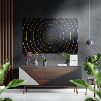 Circles brushed aluminum metal wall art geometric design