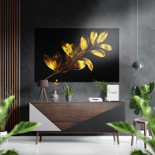 Golden Leaves metal wall art