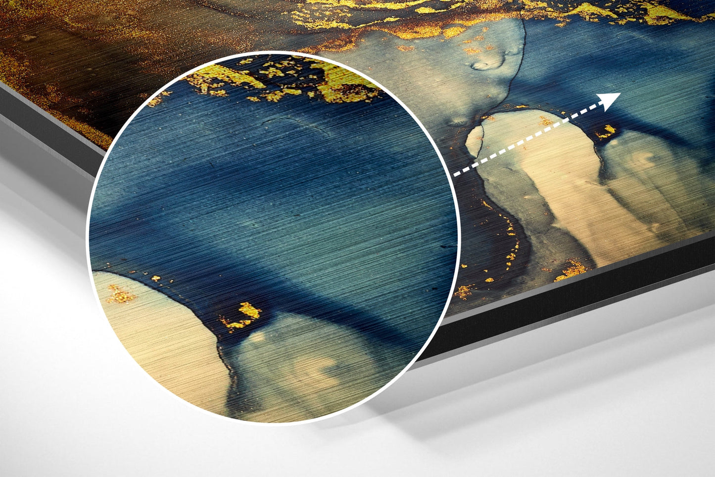 Cobalt Amber Bloom Marble Metal Wall Art