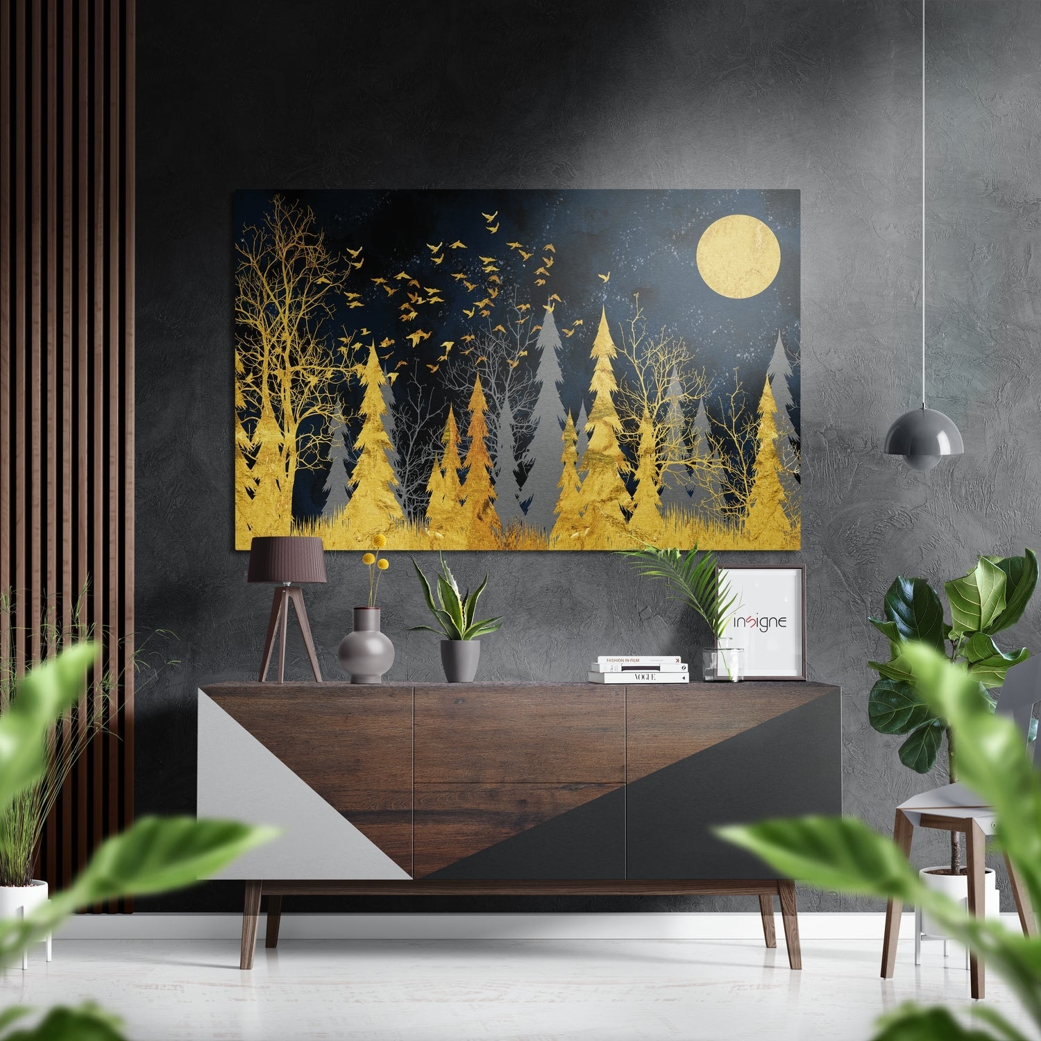 Golden Forest metal wall art panel