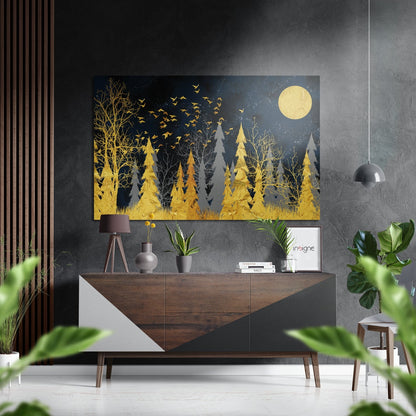 Golden Forest metal wall art panel