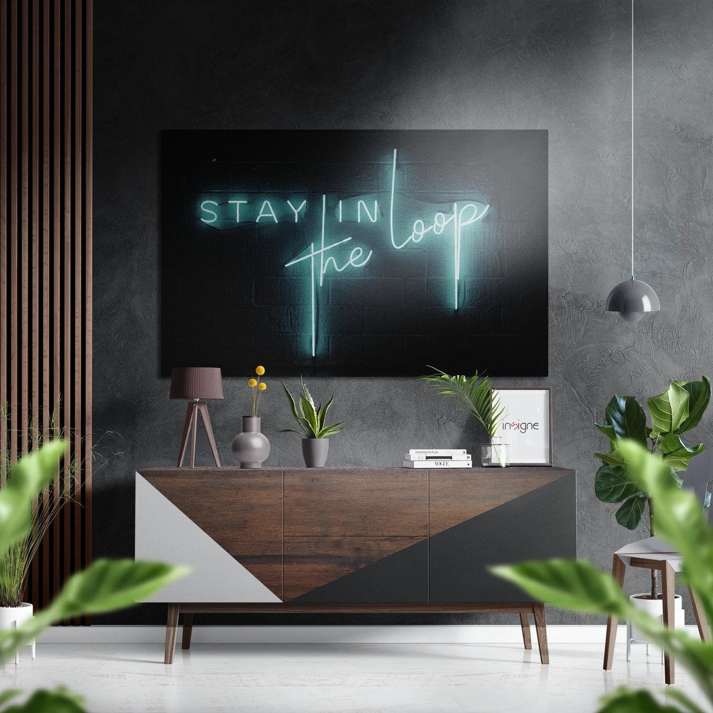 Stay in the Loop abstract metal wall art in brushed aluminum dibond