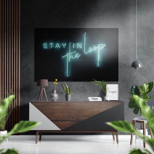 Stay in the Loop abstract metal wall art in brushed aluminum dibond