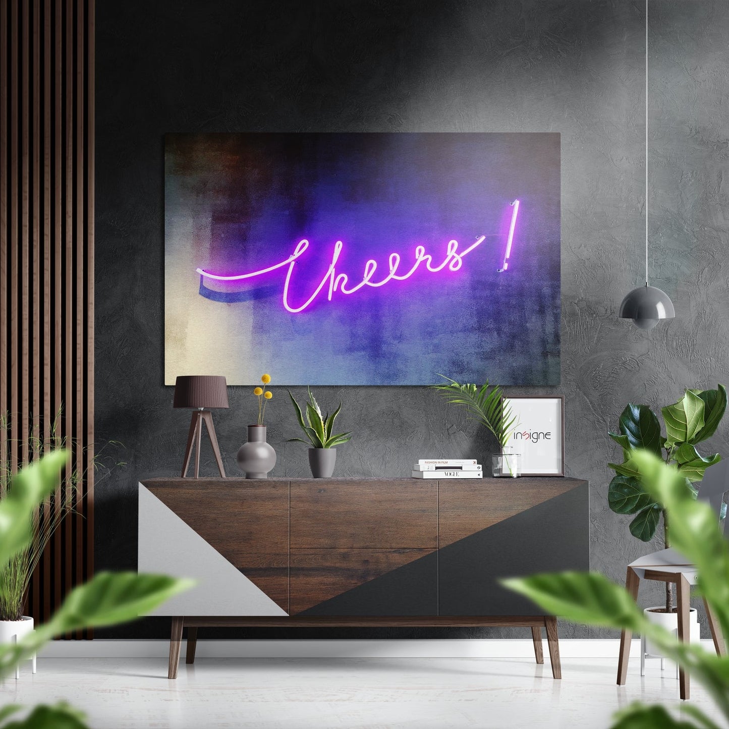 Cheers metal wall art, bold typography design