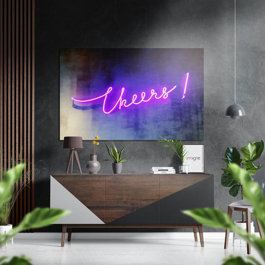 Cheers metal wall art, bold typography design