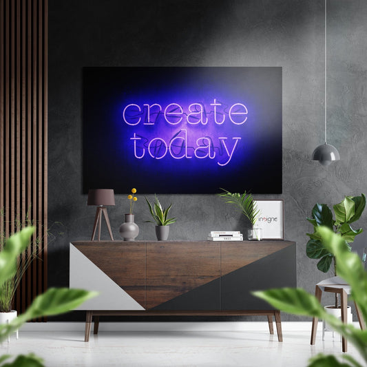 Create Today motivational metal wall art typography