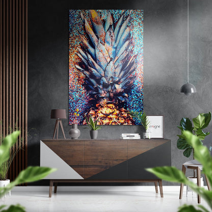Pineapple crown confetti splash metal wall art