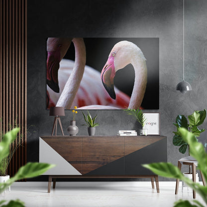 Flamingo portrait metal wall art