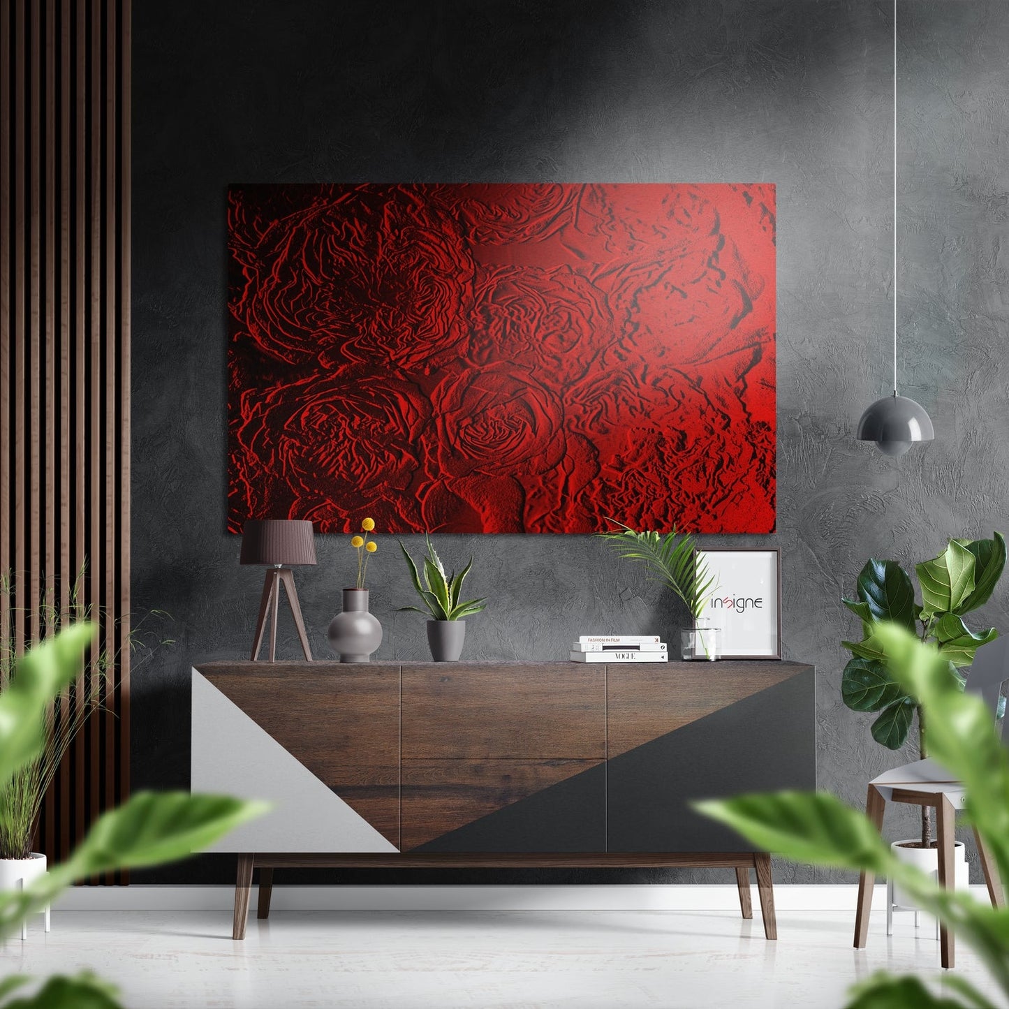 Abstract Roses Metal Wall Art print in brushed aluminum finish