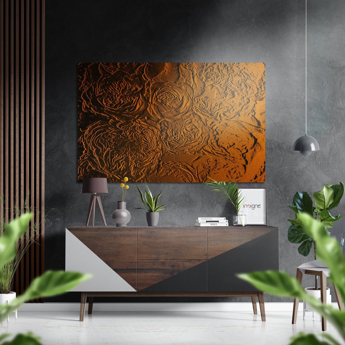 Abstract Roses Metal Wall Art print in brushed aluminum finish