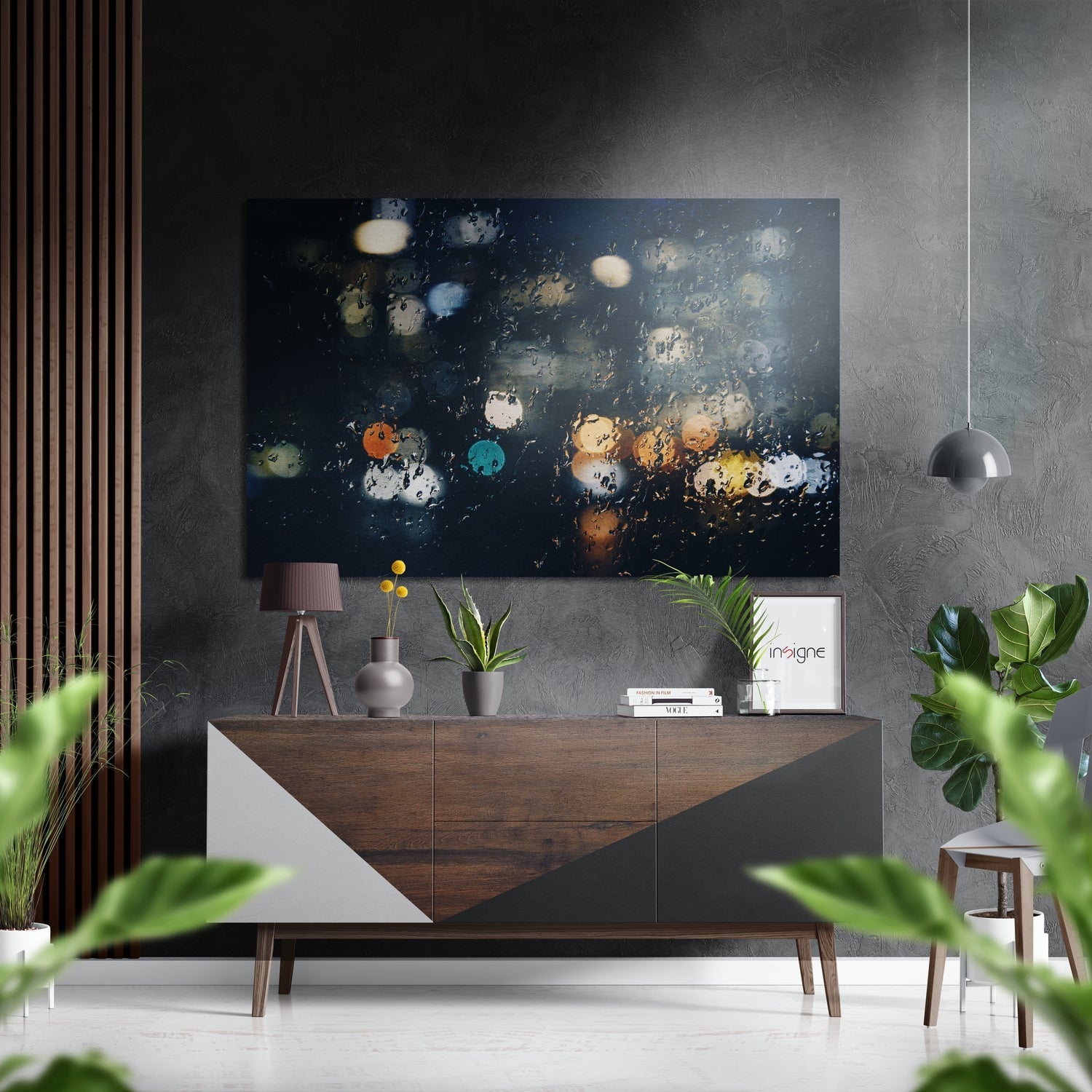 City Lights Metal Wall Art brushed aluminum cityscape print