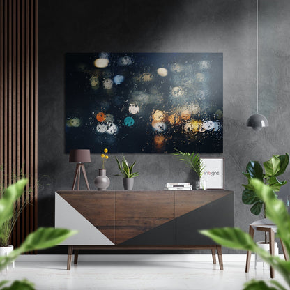 City Lights Metal Wall Art brushed aluminum cityscape print