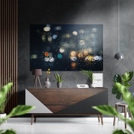 City Lights Metal Wall Art brushed aluminum cityscape print