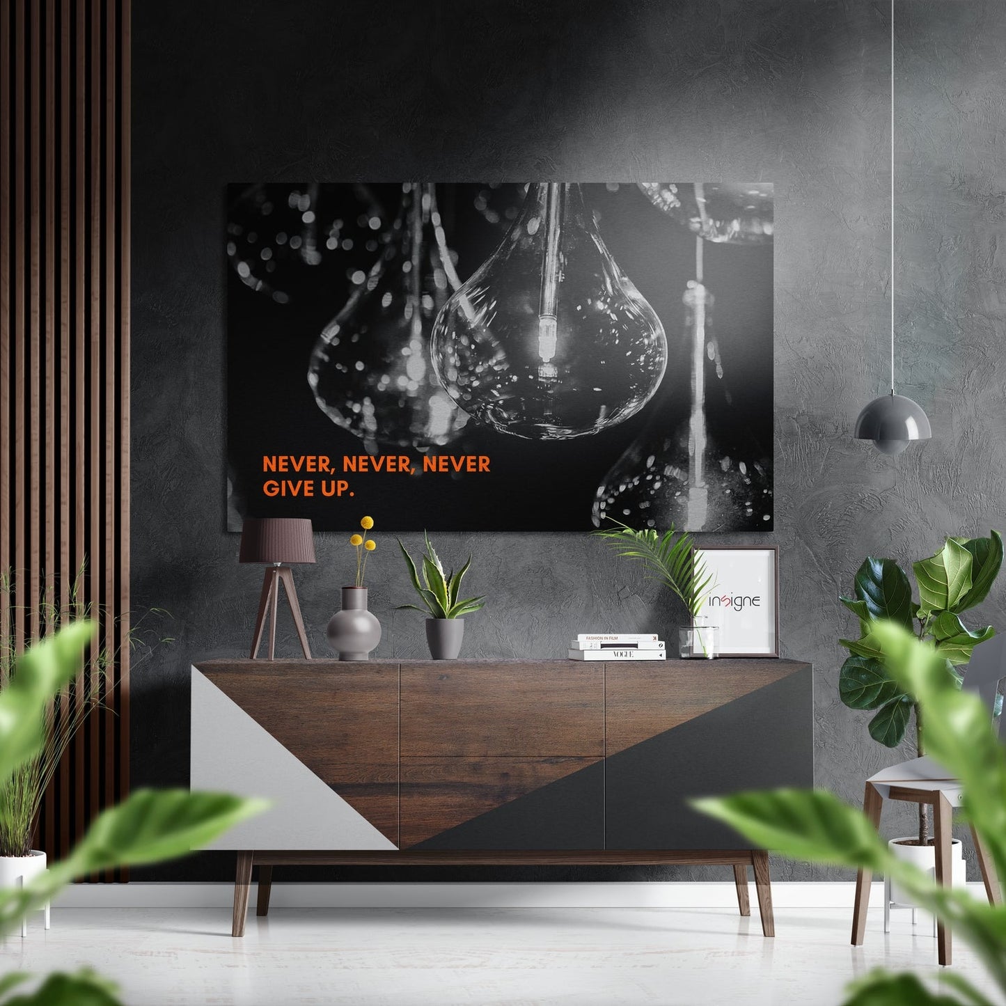 Never Give Up metal wall art