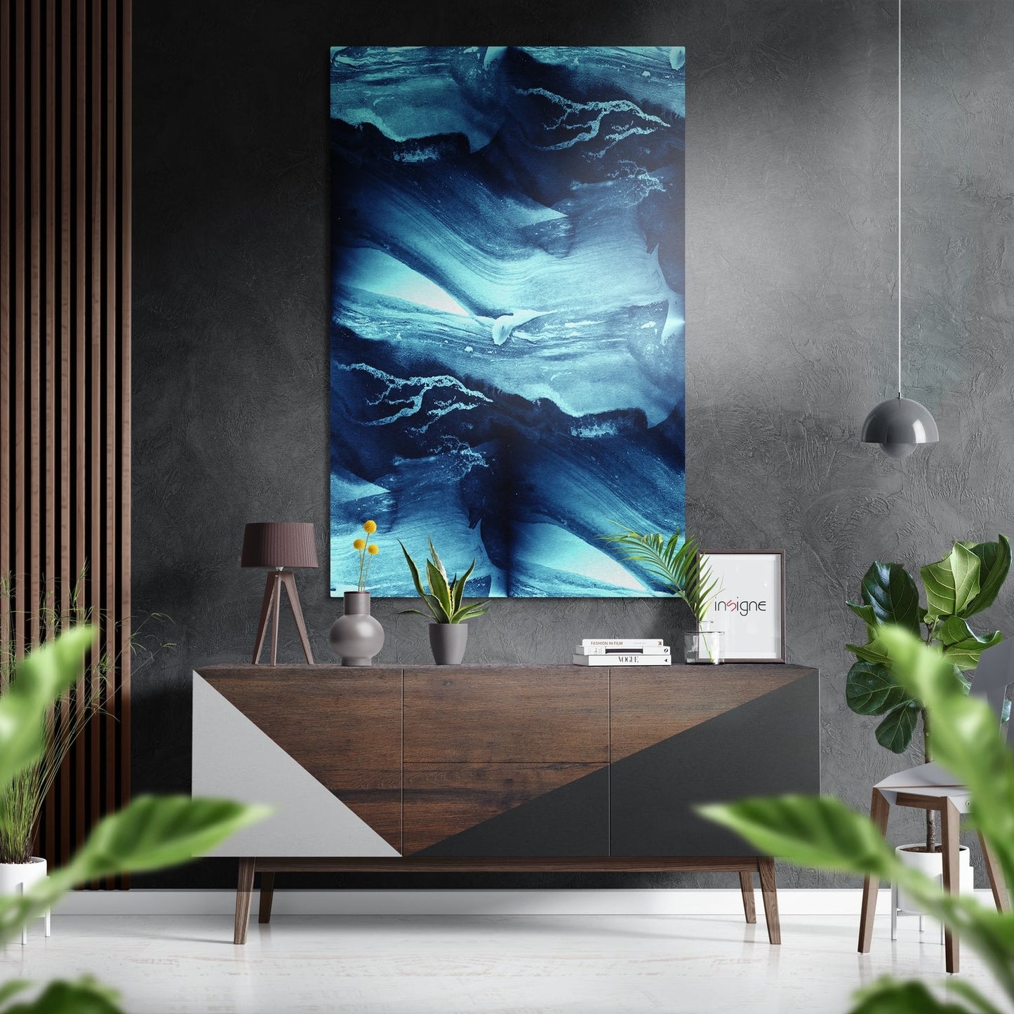 Abstract Waves Metal Wall Art print in brushed aluminum finish