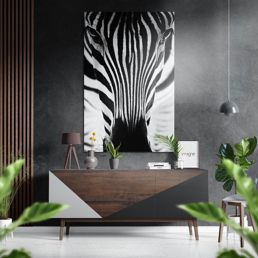 Zebra brushed aluminum wall art