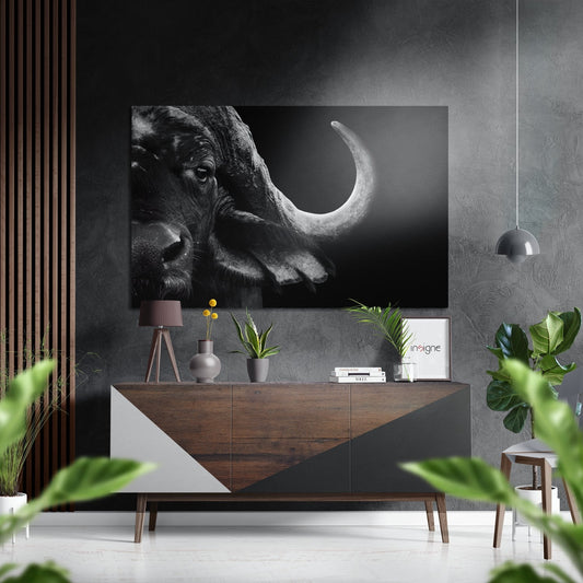 Buffalo brushed aluminum metal wall art