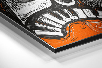 Orange Faces Piano Keys Metal Wall Art