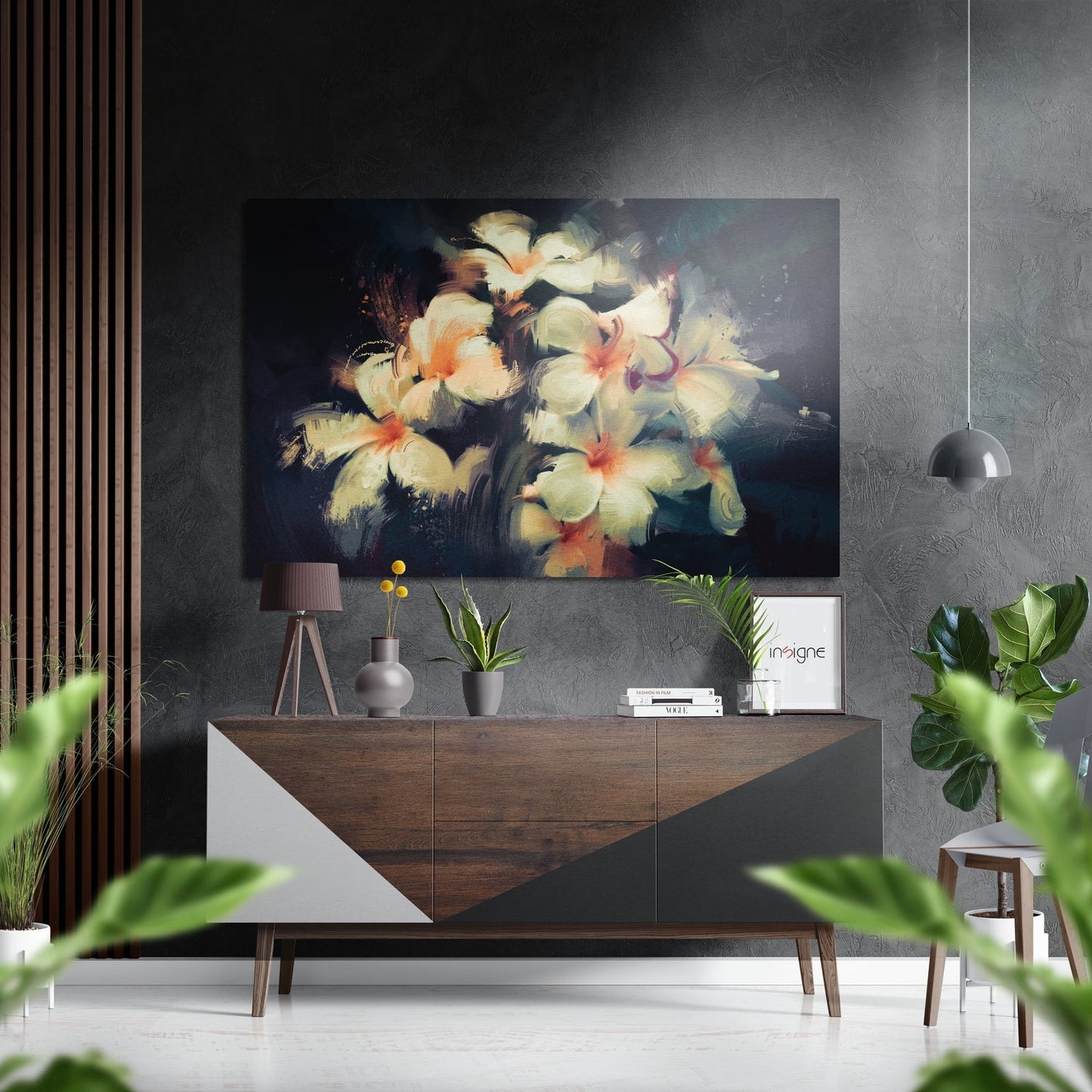Frangipani oil painting metal wall art