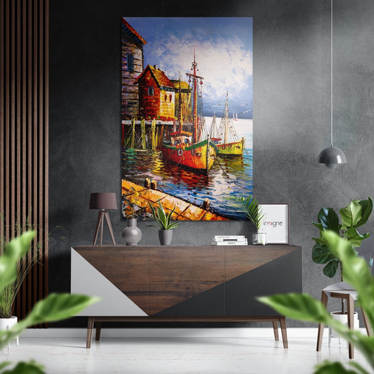 Boats metal wall art on brushed aluminum dibond