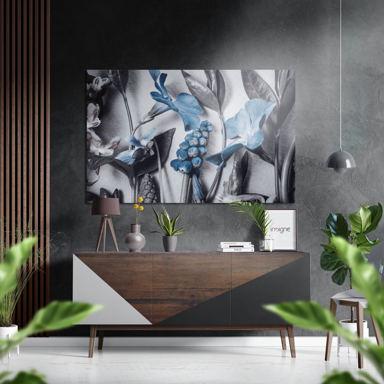 Flowers brushed aluminum dibond wall art