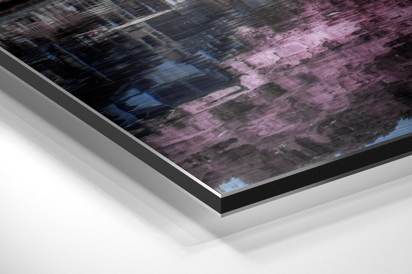 Pink Blossom Canal Reflection Metal Wall Art