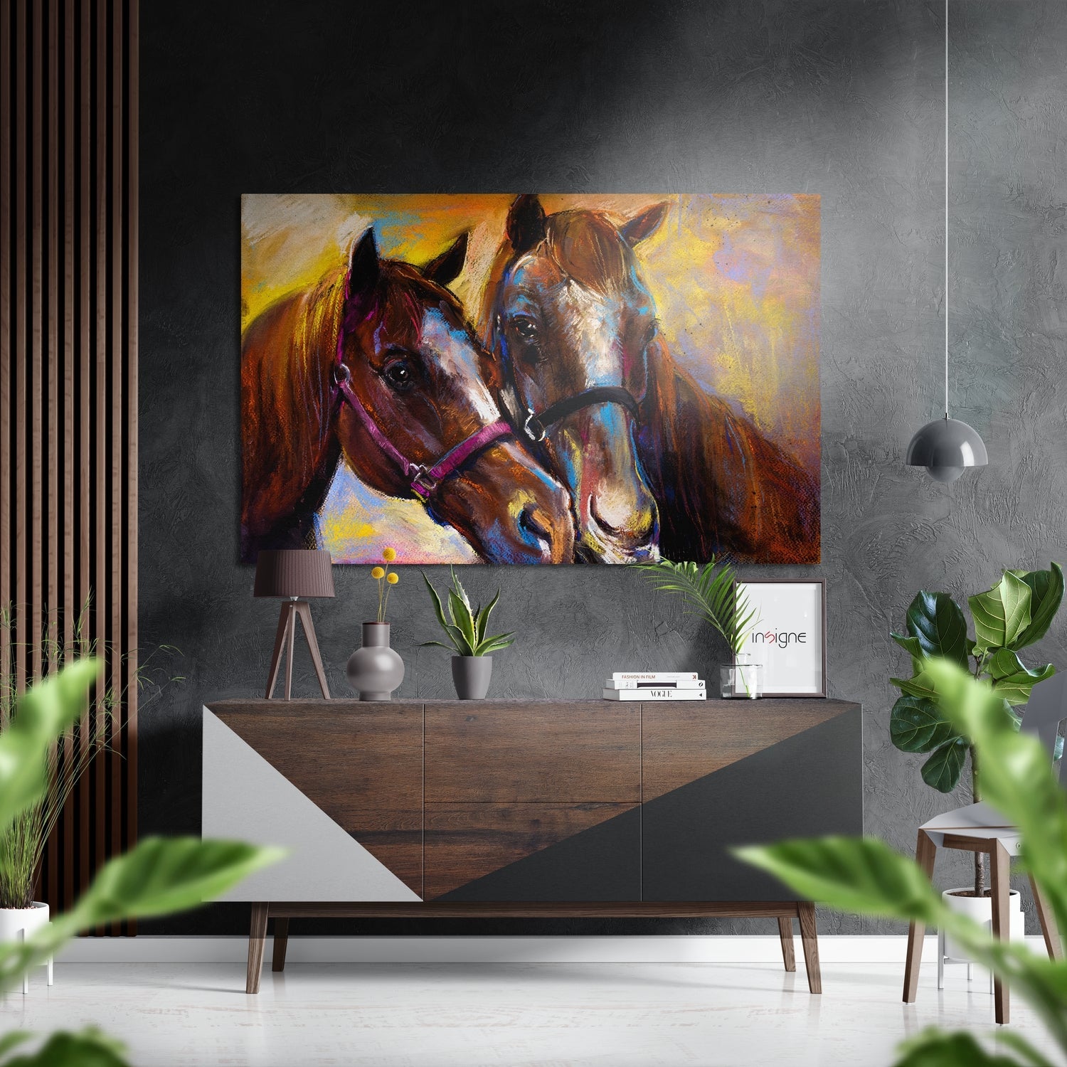 Horses metal wall art panel